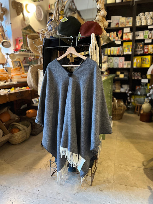 Poncho Lana Merina Gris